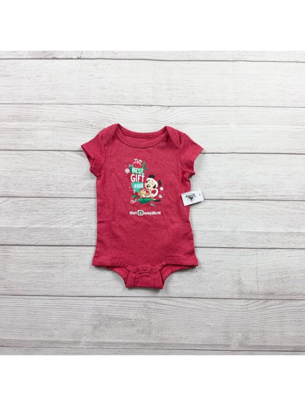 Disney Baby Christmas Bodysuit Best Gift Ever Design Red NWT 3-6 Months